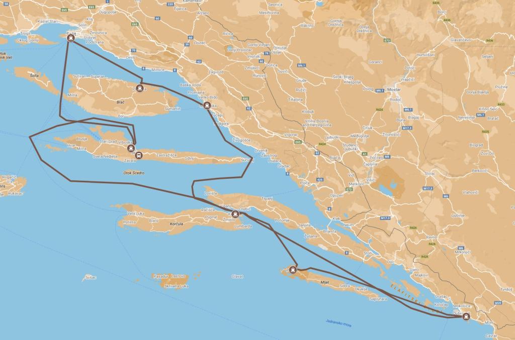 ROute Kroatië Zuid