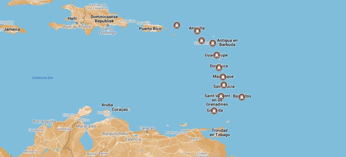Routekaartje - Cruise Caraiben