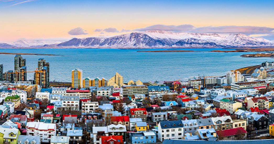 Winters IJsland Reykjavik pano